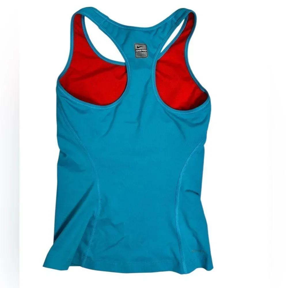 GUC Nike Pro Women's Blue Compression Racer Back  Tank Top Built in Bra - XS